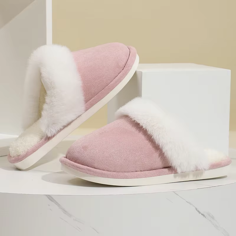 VALEY - Zapatillas de casa para mujer con punta redonda y forro de piel sintética