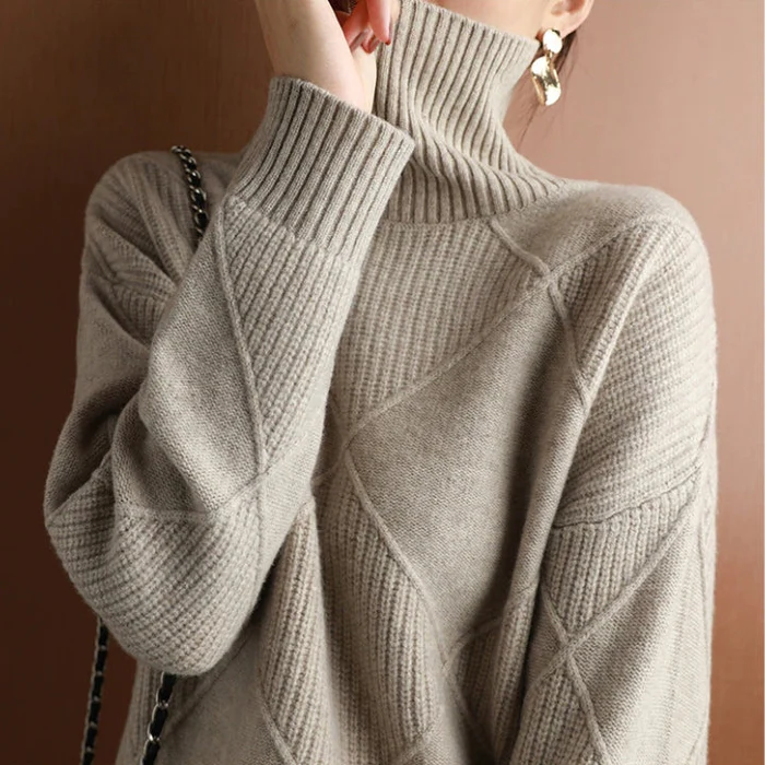 ISAURA - Suéter de punto con cuello alto y acogedor para mujeres