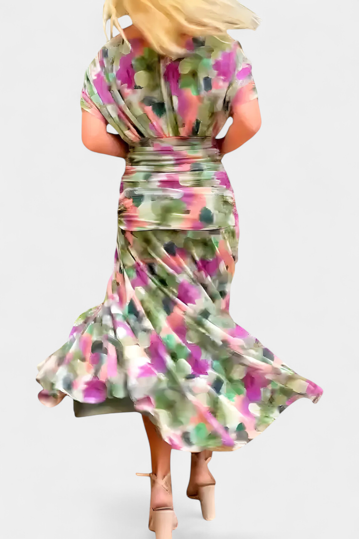 Amaranta – Vestido maxi floral con escote en V para mujer