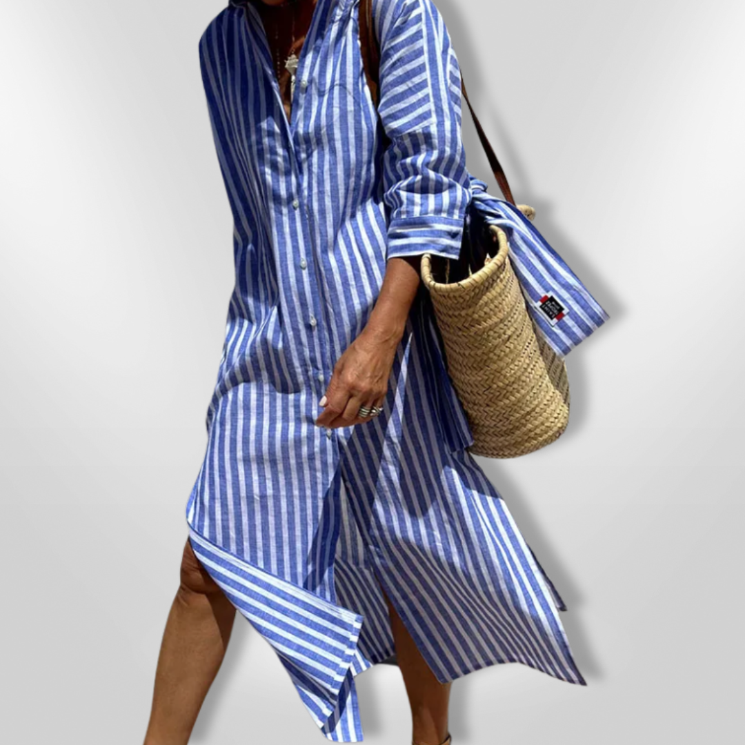 Vestido camisero con rayas y tejido ligero – SOLÉNA