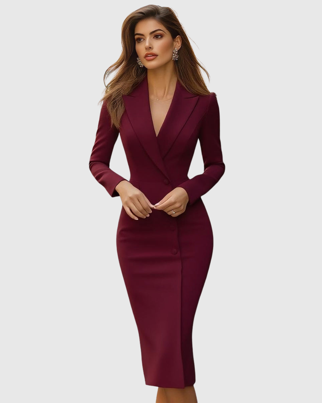 Selena – Vestido midi entallado con estilo sastre para mujer