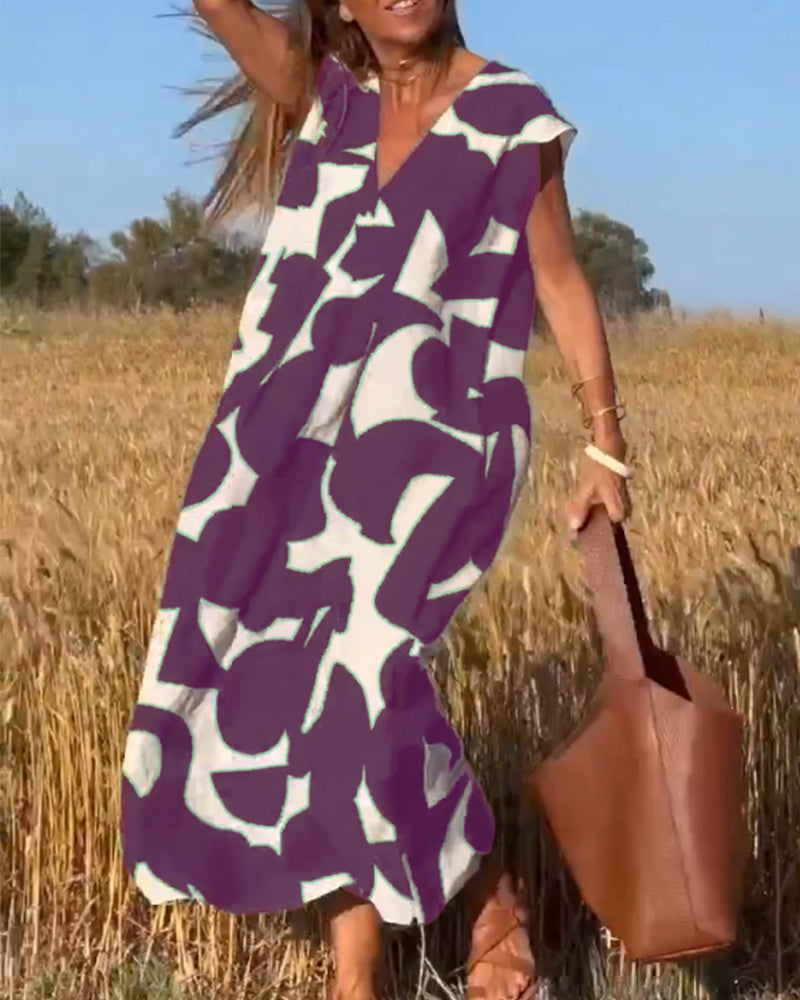Vestido estampado con escote en V y corte fluido – LYSÉA