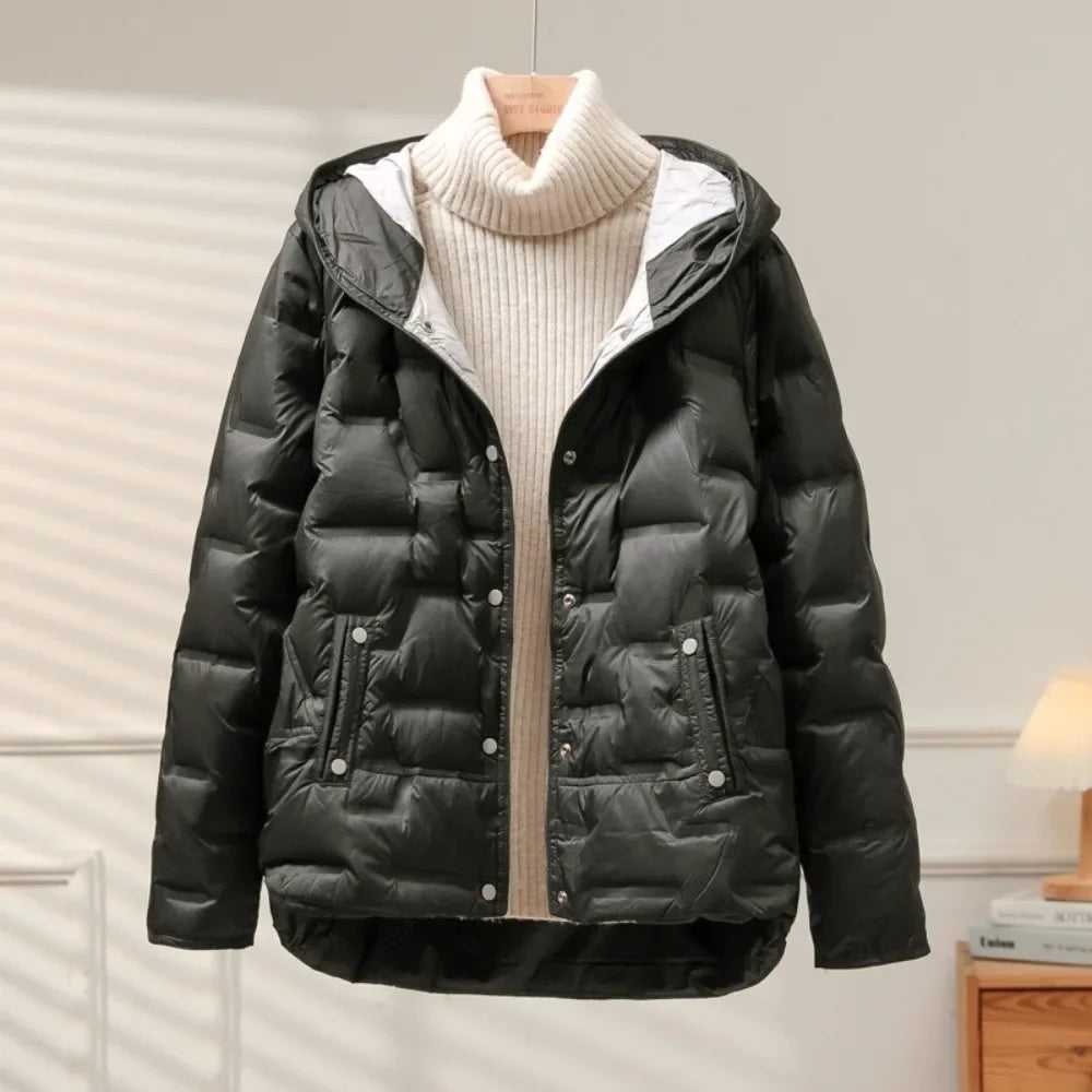 Abrigo de invierno acolchado con capucha para mujer – NOARA