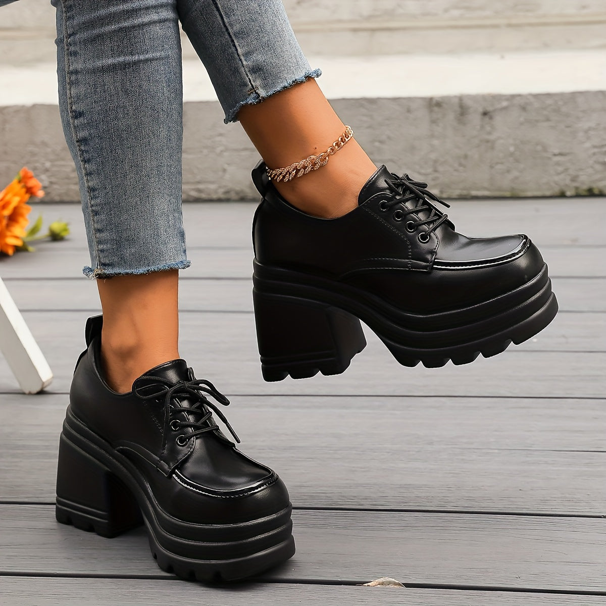 Zapatos de plataforma para mujer con tacón ancho y diseño chunky – MARLEVA