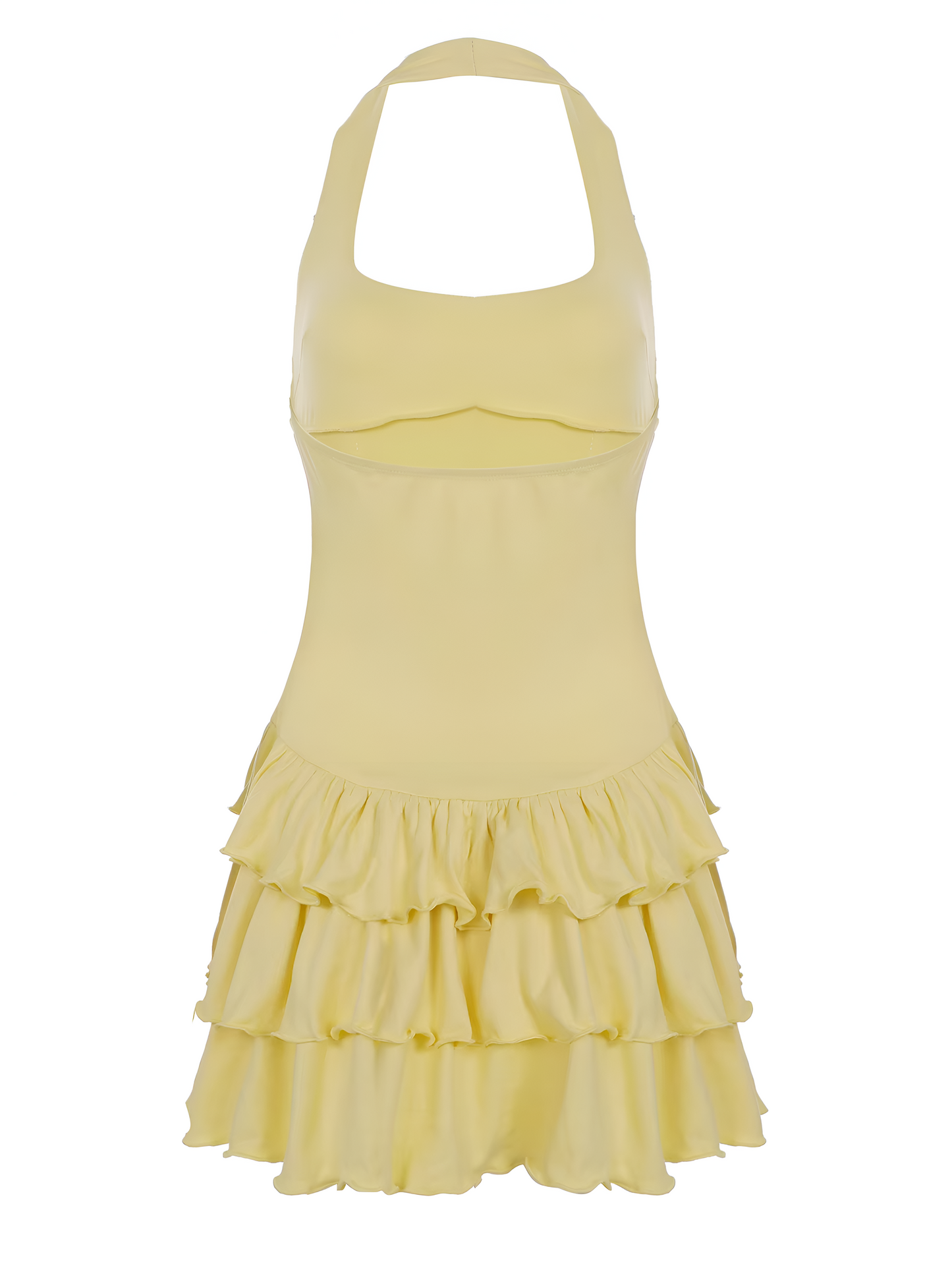 Amara – Vestido mini veraniego con volante en halter para mujer