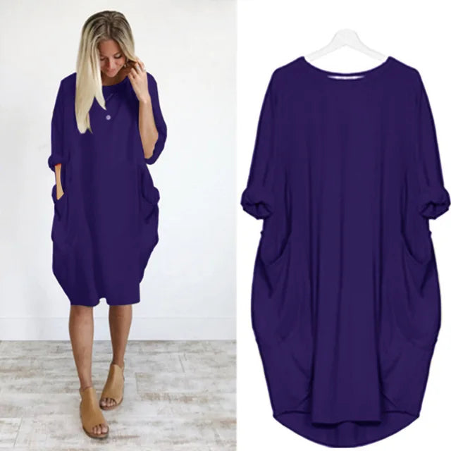 Vestido corto oversize con caída ligera y estilo relajado – NAYLA