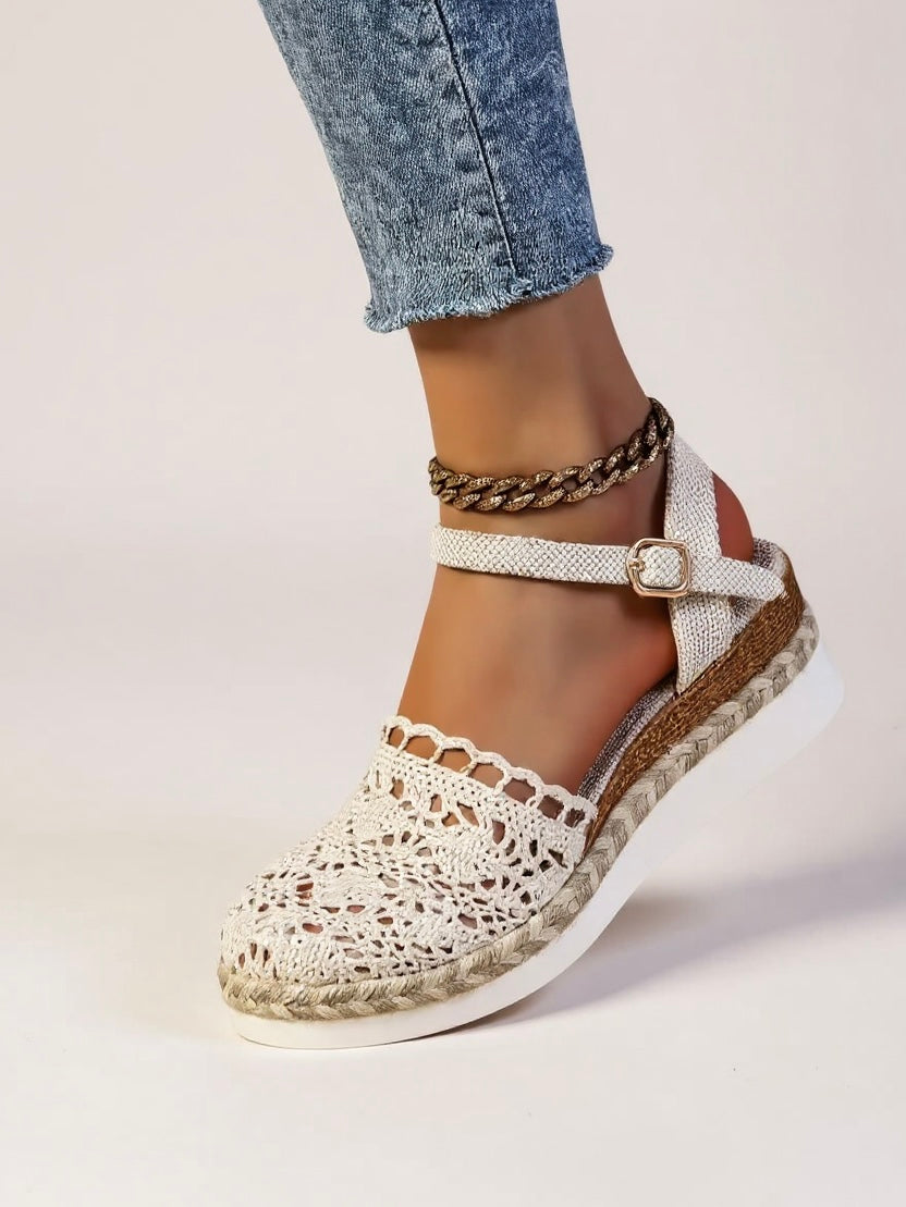 NADIA – Sandalias de cuña bohemias con correa al tobillo para mujer