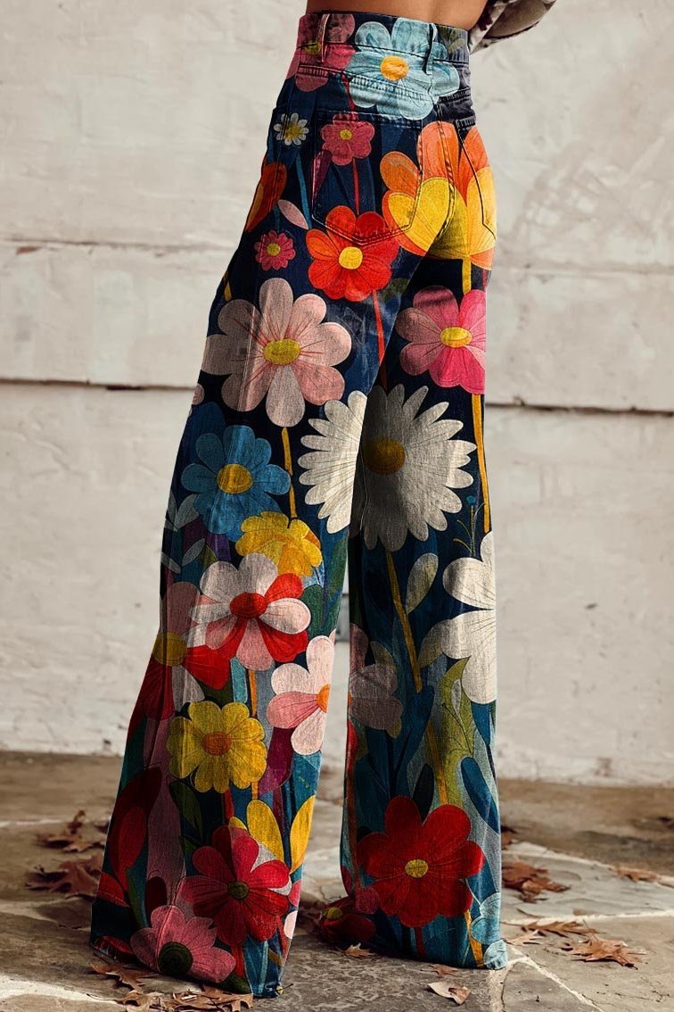 Pantalón ancho de mujer con cintura alta y diseño llamativo – URSILIA