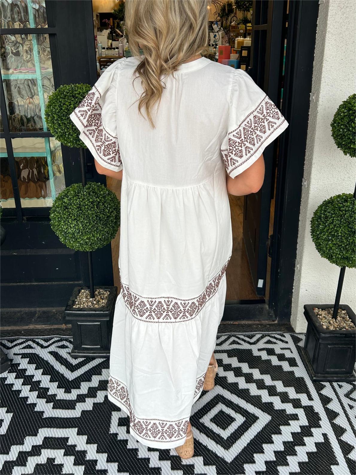 CELESTE – Vestido midi veraniego con escote en V y estilo bohemio para mujer
