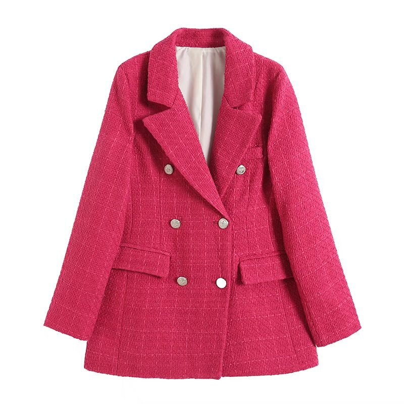Blazer cruzado de mujer con detalles en contraste – THAINA