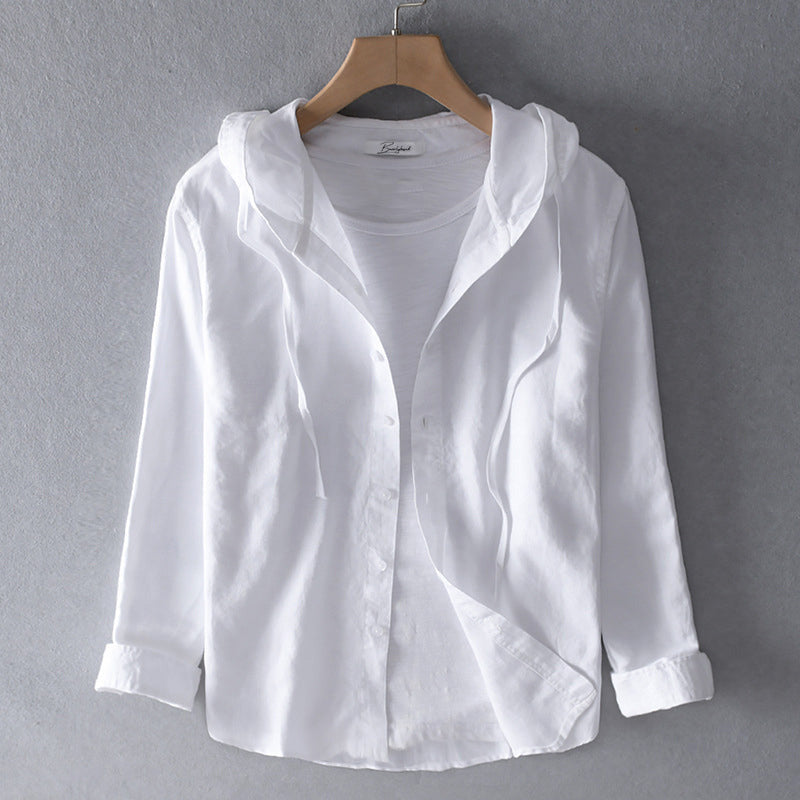 Blusa de mujer a rayas con capucha y cierre de botones – GREVINA
