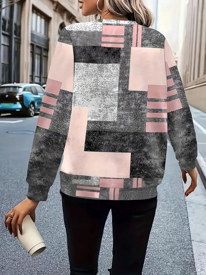 Sudadera ligera con media cremallera y estampado moderno – NAYLA