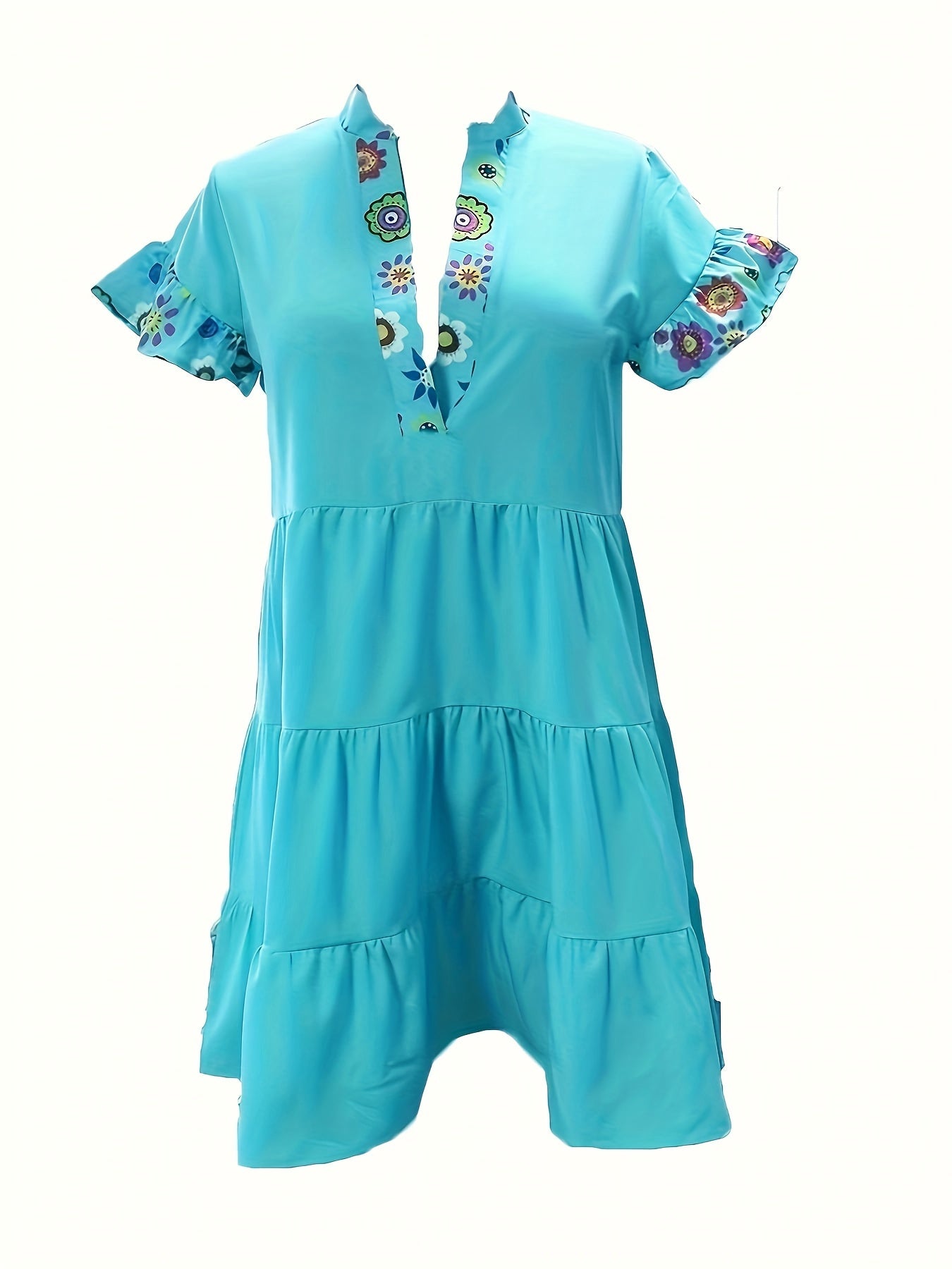 Zirela – Vestido mini bohemio con mangas con volantes para mujer