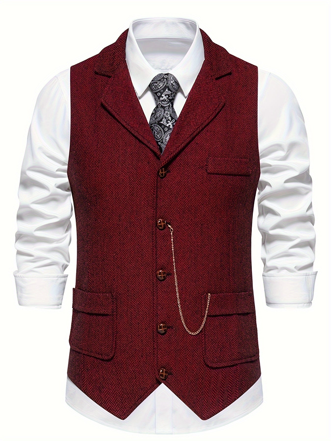 Chaleco de hombre con diseño de espiga para looks elegantes – AURELIO