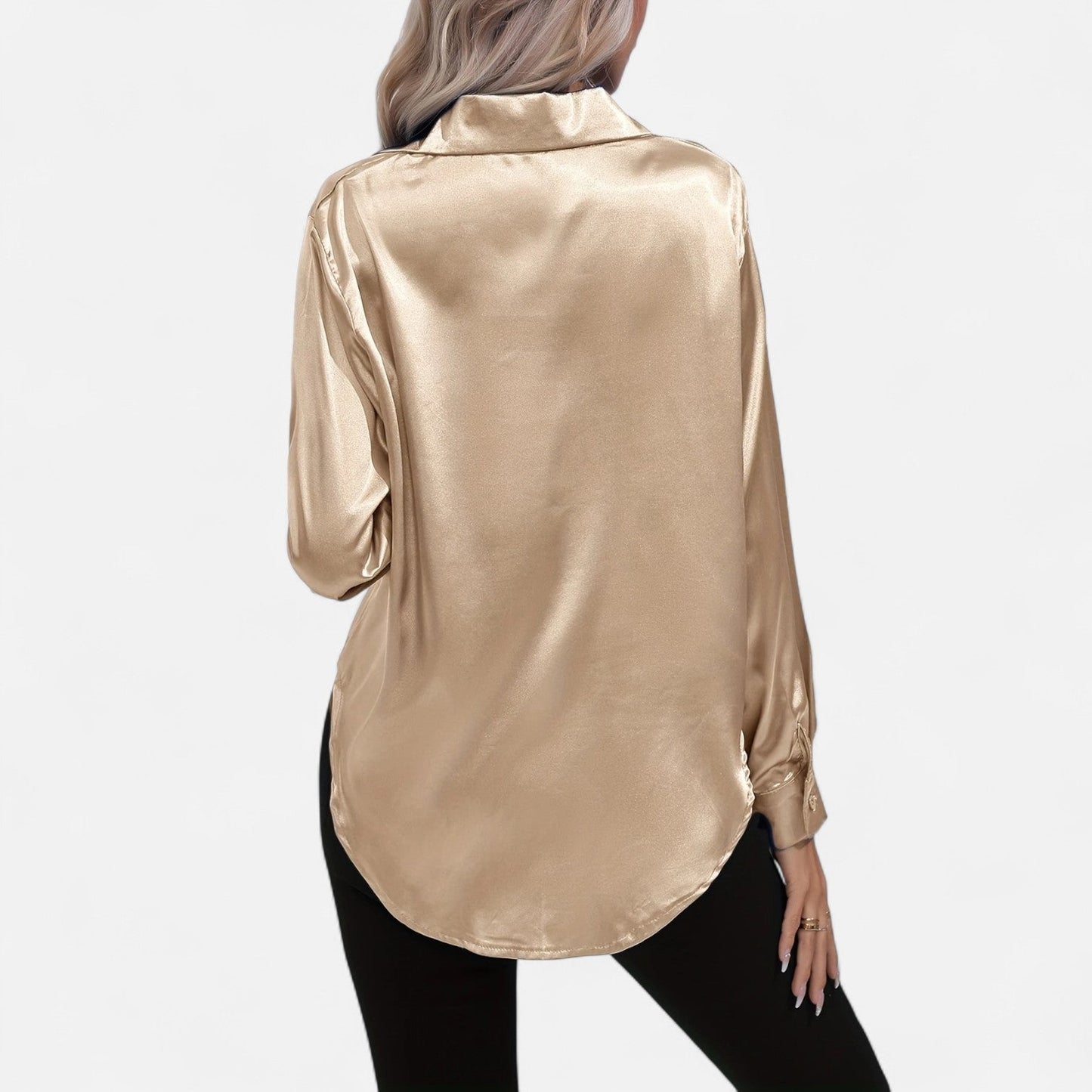 Dorevelle – Camisa satén para mujer con cuello clásico