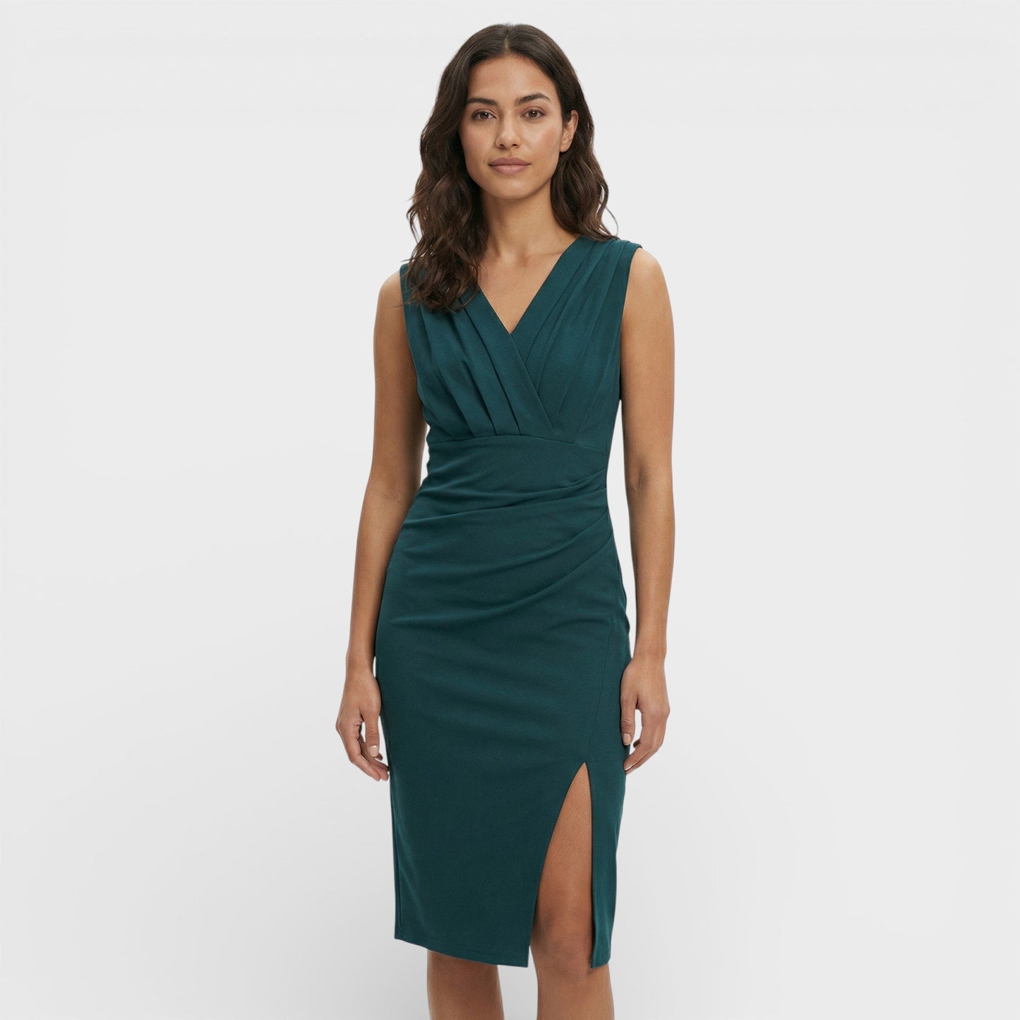 CLARA – Vestido midi con escote en pico y abertura