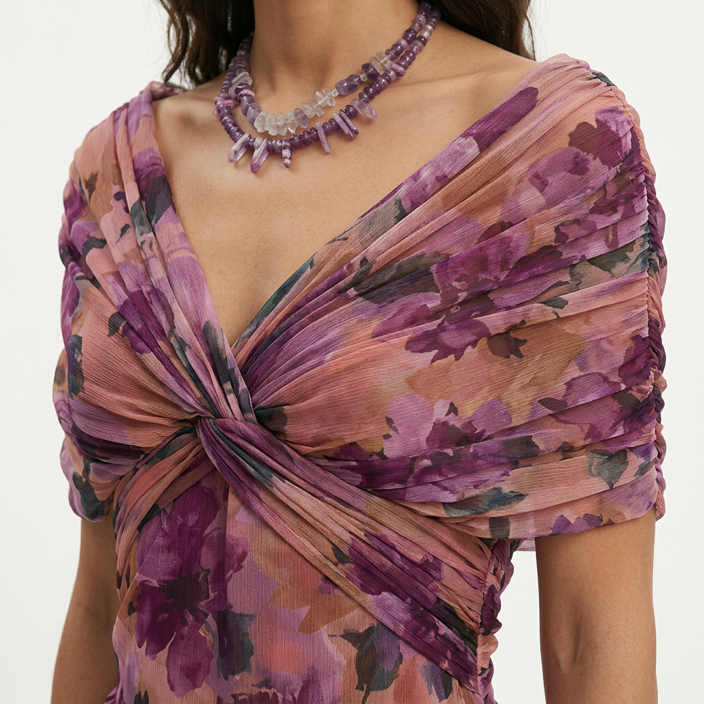 MARÍA – Vestido largo plisado floral para invitada
