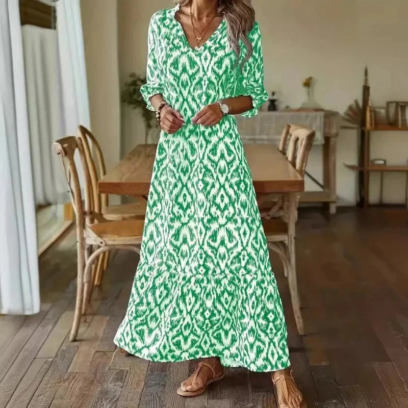 Solara – Vestido de verano con escote en V y mangas semicortas para mujer