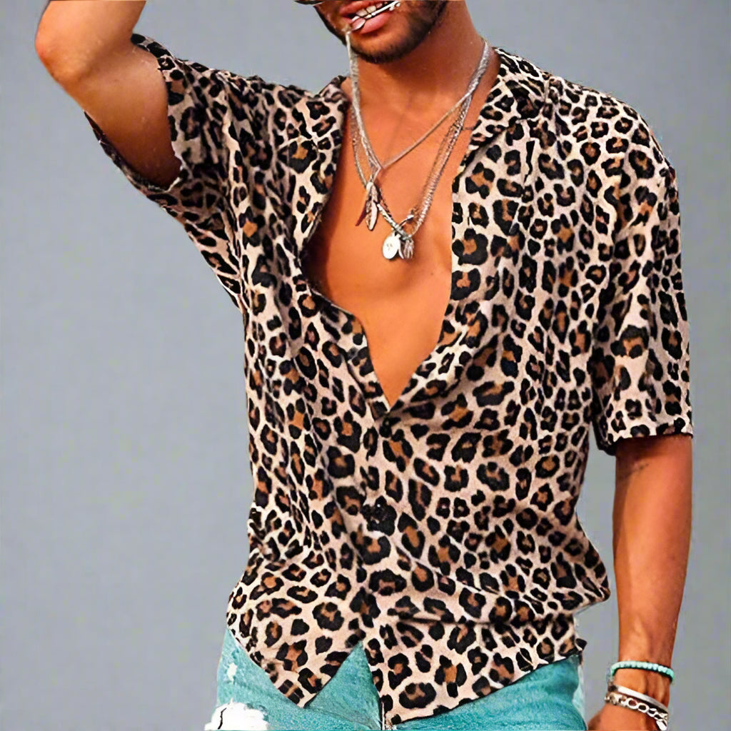 Savanna – Camisa veraniega para hombre con estampado de leopardo