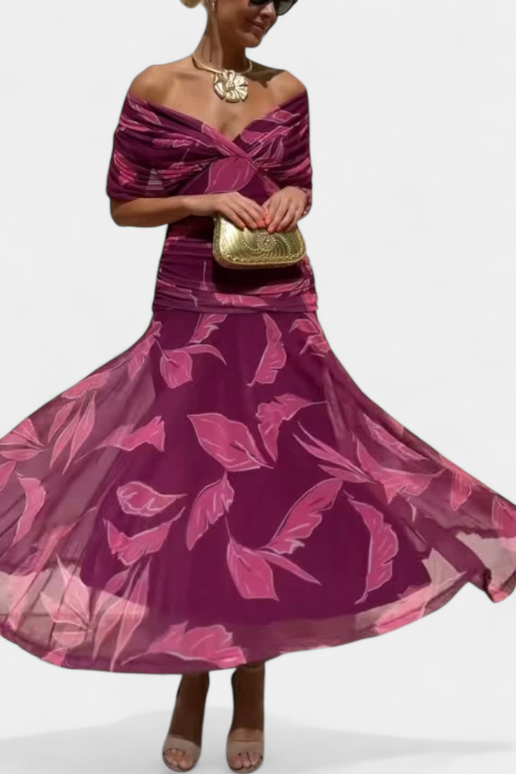Amarilla – Vestido maxi con escote en V para mujer