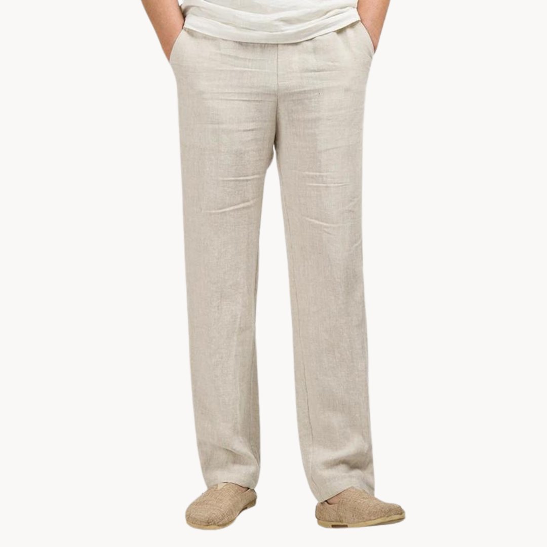 MATEO – Pantalones de lino de corte recto con cintura elástica para hombre