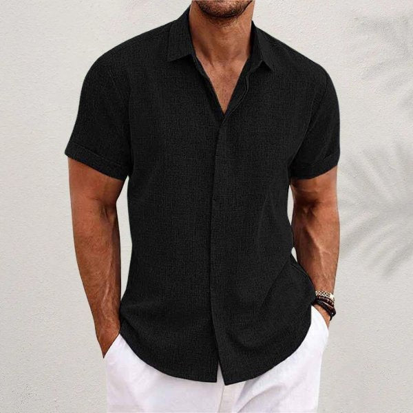 DIEGO – Camisa de lino de manga corta con botones para hombre