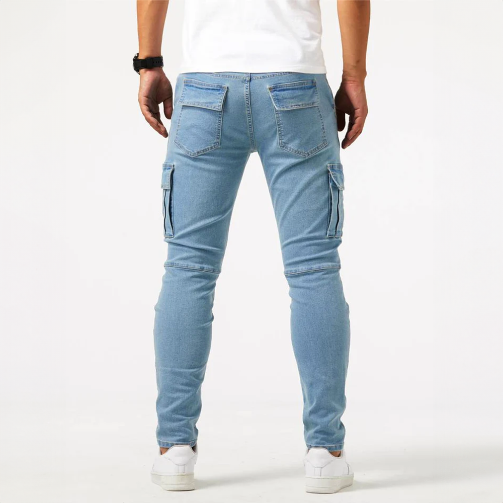 Tervon – Pantalón cargo ajustado con bolsillos utilitarios para hombre