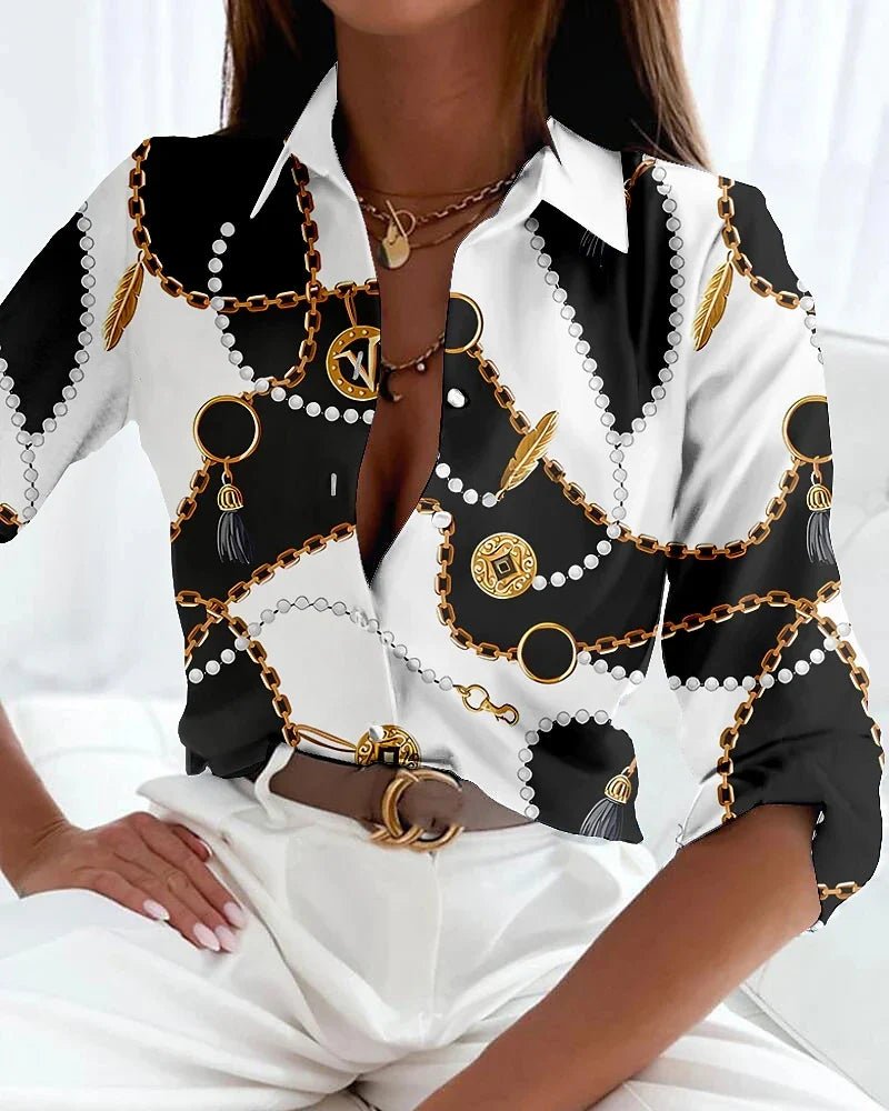 VIOLETA – Camisa de mujer con estampado geométrico abstracto