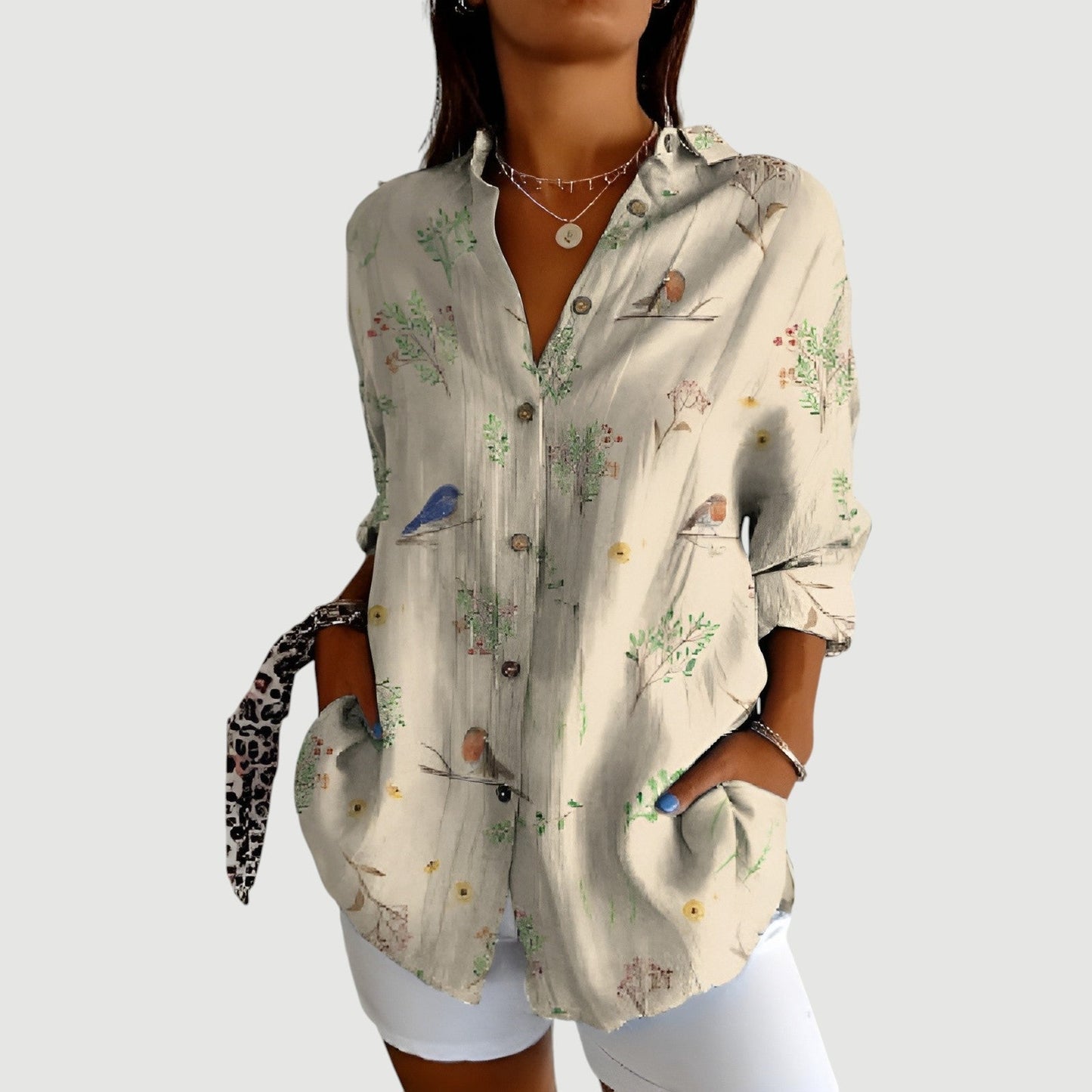 Blusa de mujer con cuello clásico y botones – LILIBET