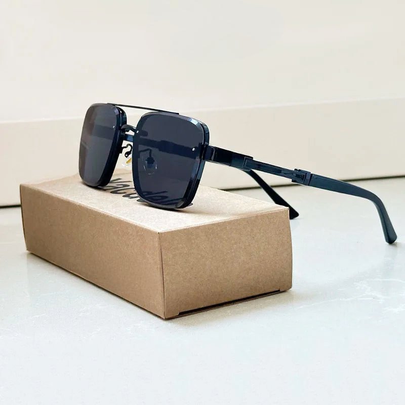 LEONARDO – Gafas de sol retro con montura dorada, lentes degradados y protección UV400