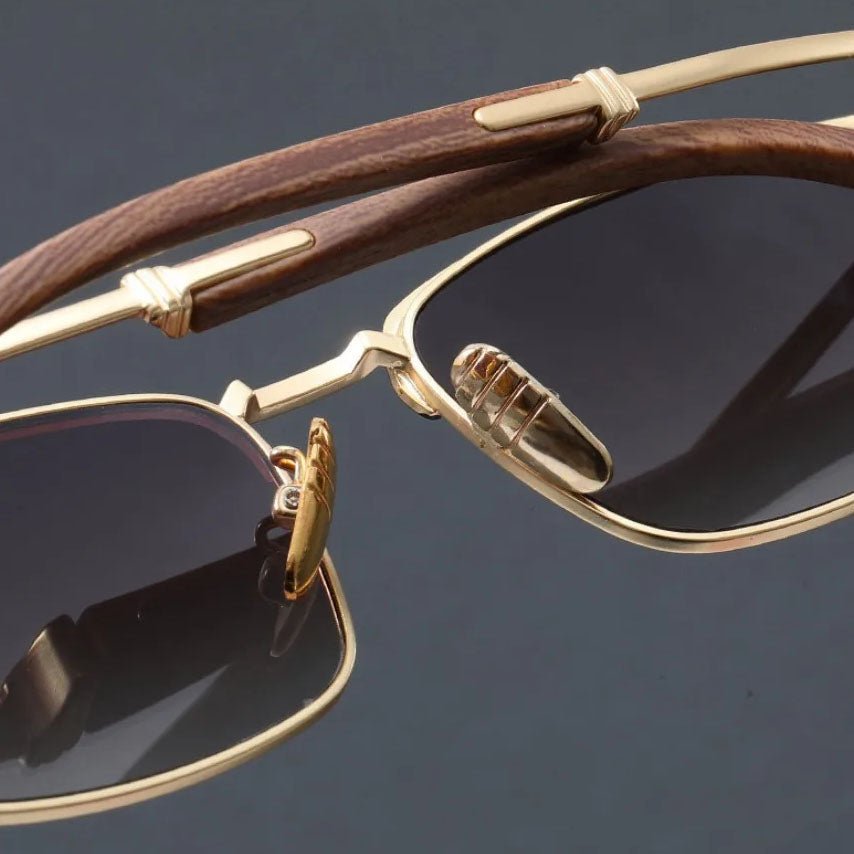 LEANDRO – Gafas de sol con media montura browline, lentes polarizados degradados y protección UV400