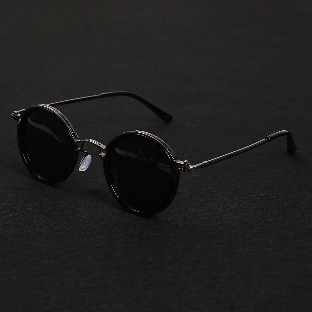 MATEO – Gafas de sol con montura redonda polarizada y varillas metálicas doradas