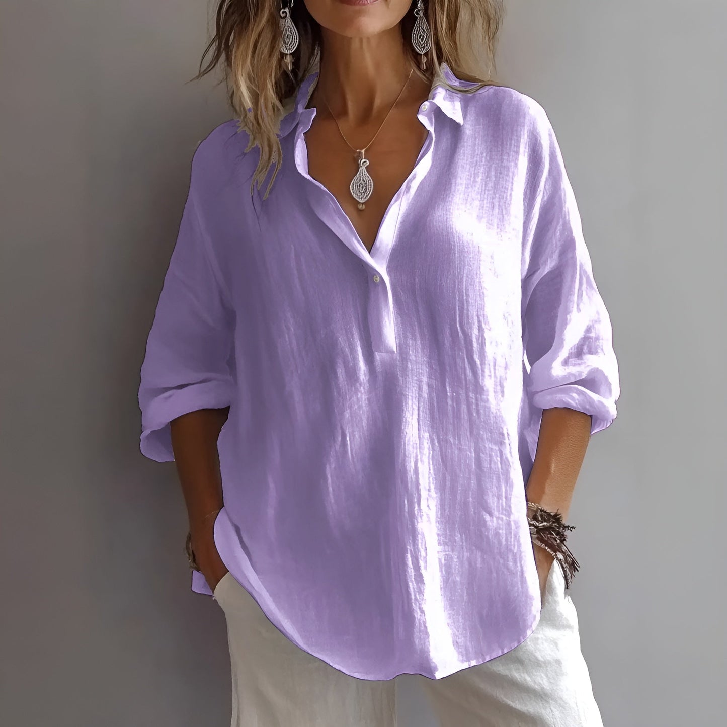 Cielo – Blusa fluida con cuello para mujer
