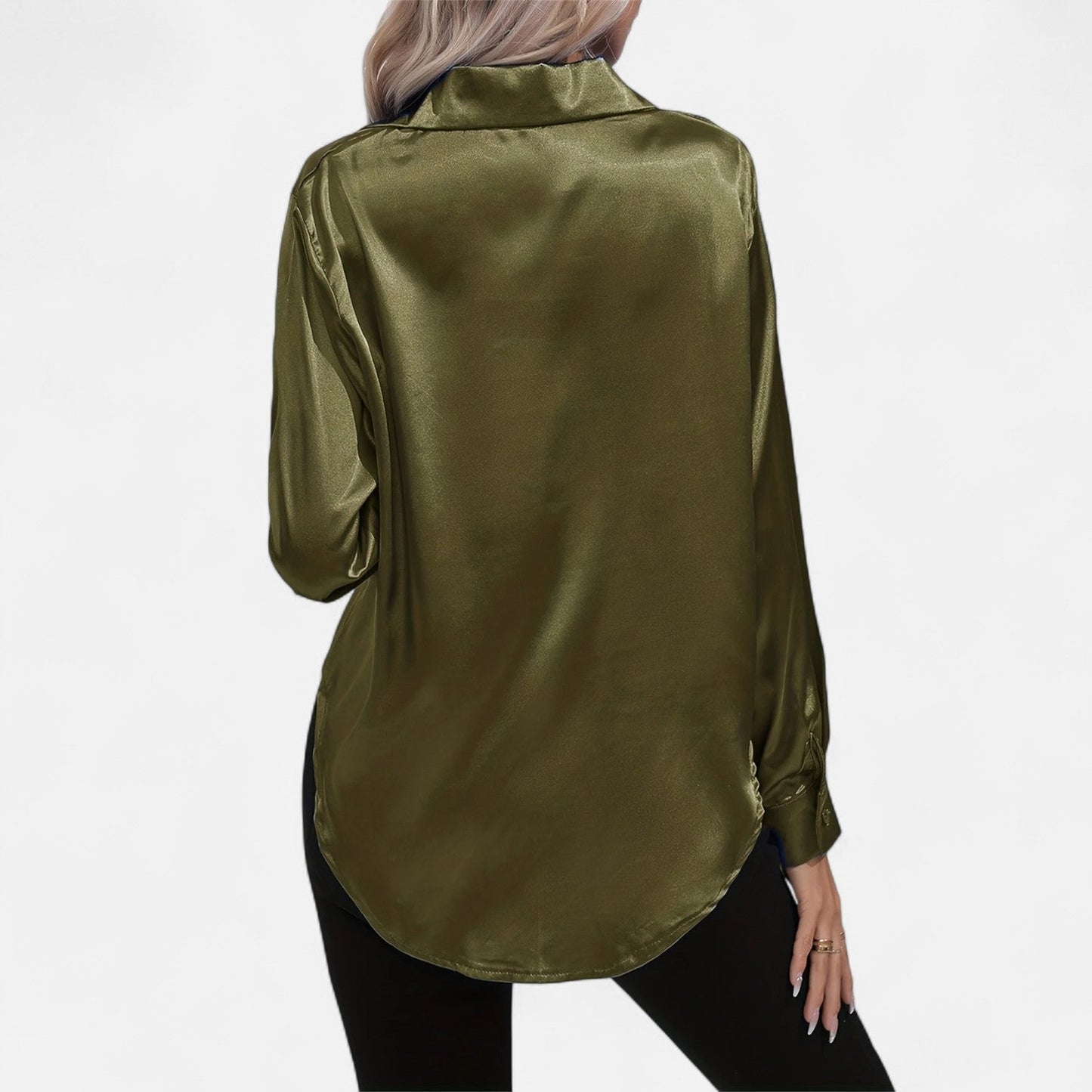 Dorevelle – Camisa satén para mujer con cuello clásico