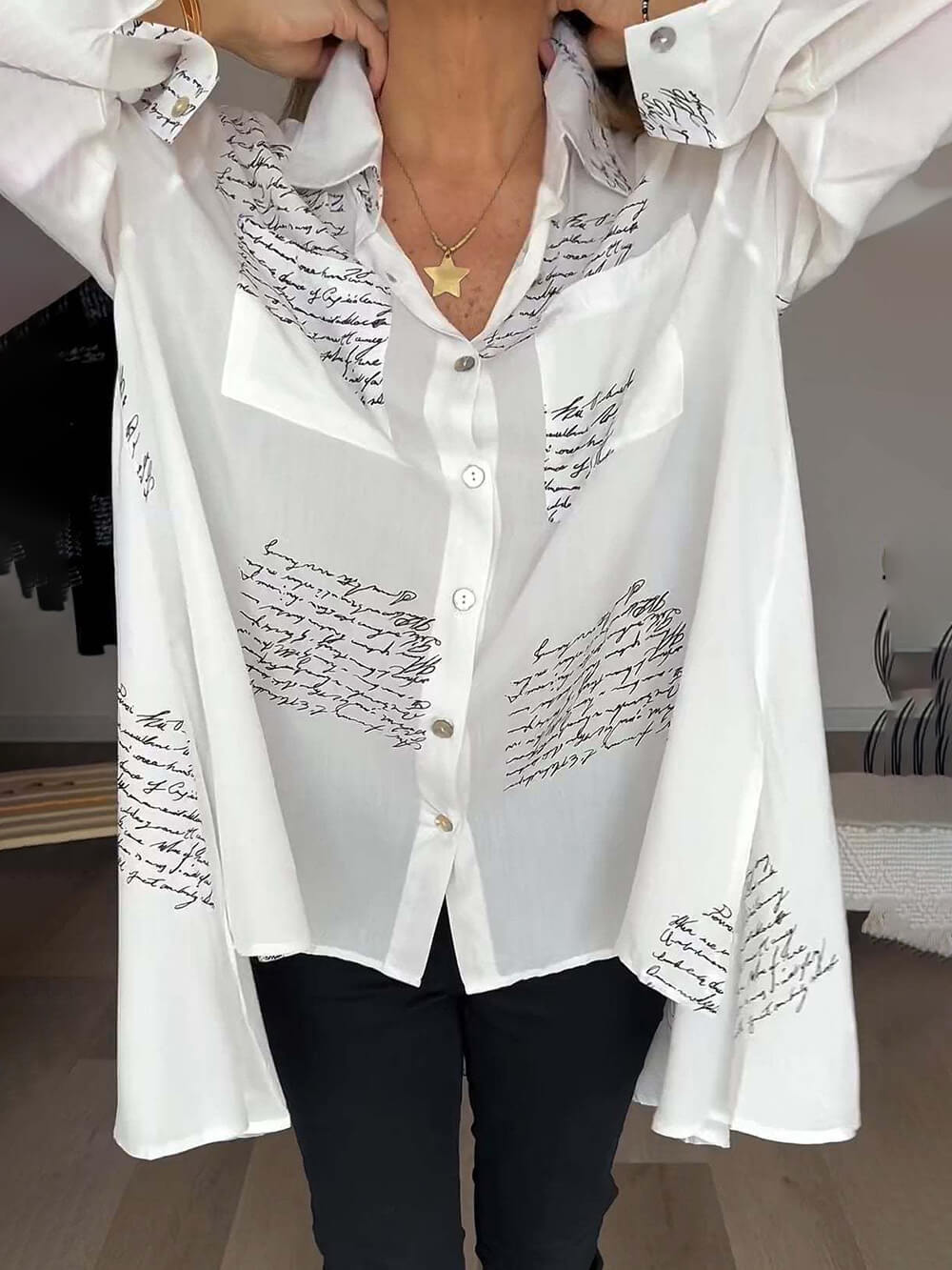 Camisa básica de algodón con estilo moderno y corte relajado – LYANA