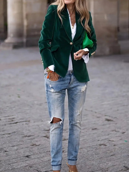 Blazer de lujo en terciopelo para mujer – DEVIKA