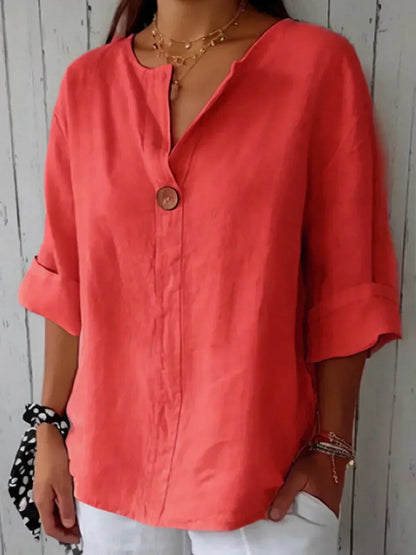 Blusa femenina moderna y cómoda con cuello asimétrico y diseño relajado – LÉONIE