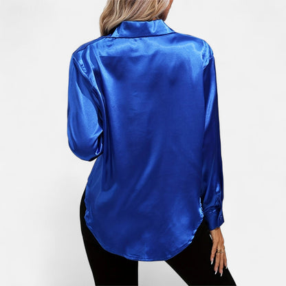 Dorevelle – Camisa satén para mujer con cuello clásico