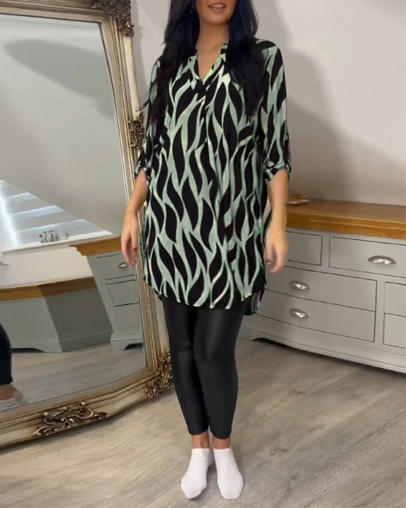 Blusa túnica elegante con estampado gráfico para mujer – VÉRANIA