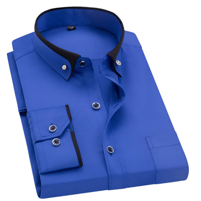 Camisa de hombre con detalles de cuello en contraste – CONVARDO