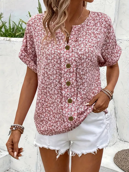 Top de Dama con Estampado Floral y Cierre de Botones – BIBIANA