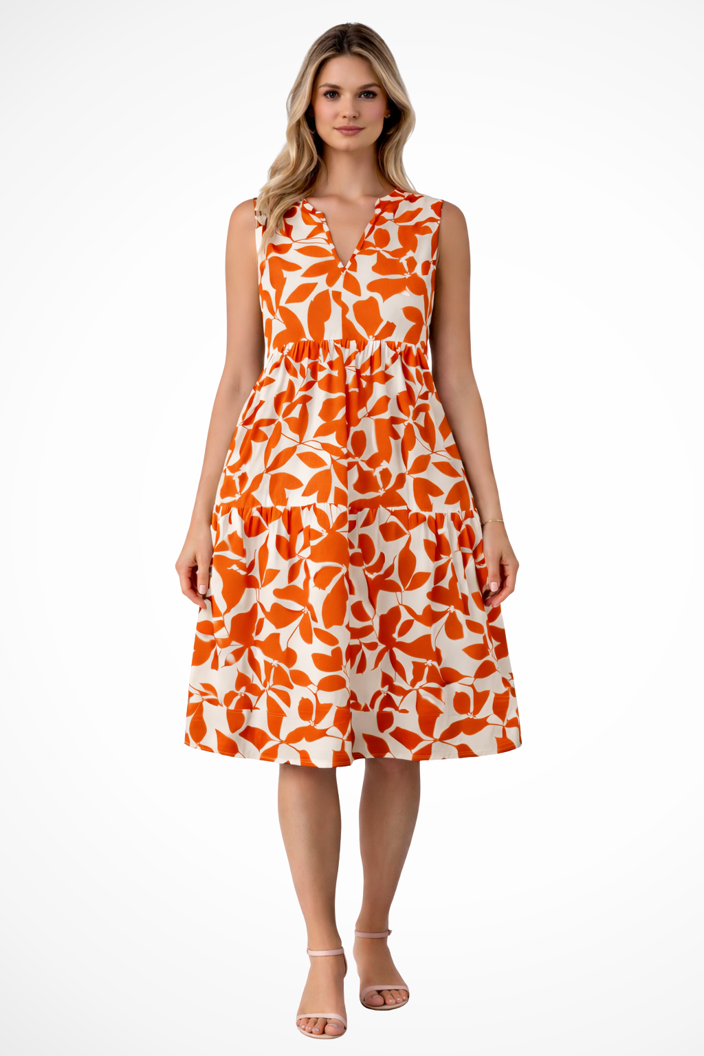 Amelia – Vestido midi bohemio sin mangas con escote en V para mujer