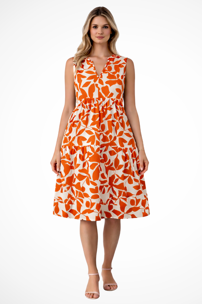 Amelia – Vestido midi bohemio sin mangas con escote en V para mujer