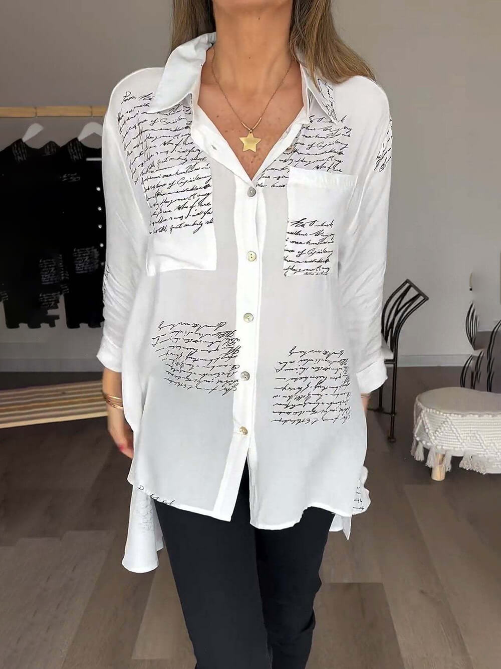 Camisa básica de algodón con estilo moderno y corte relajado – LYANA
