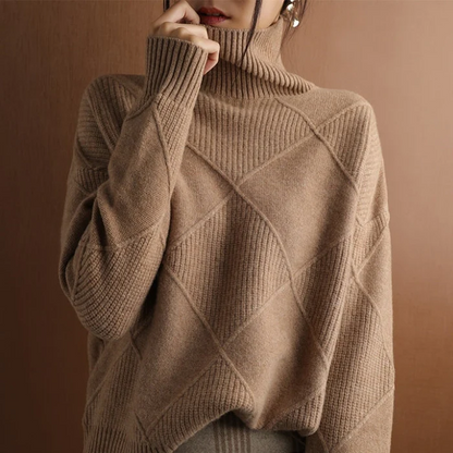 ISAURA - Suéter de punto con cuello alto y acogedor para mujeres