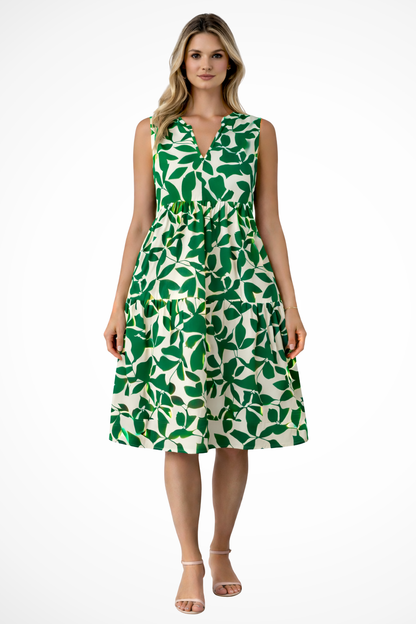 Amelia – Vestido midi bohemio sin mangas con escote en V para mujer