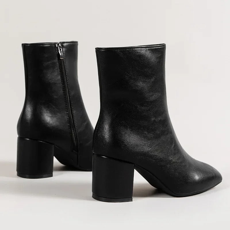 Botines de mujer con tacón ancho y cremallera lateral – ZILLI