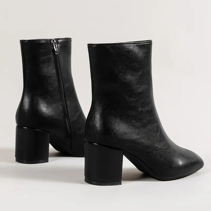 Botines de mujer con tacón ancho y cremallera lateral – ZILLI
