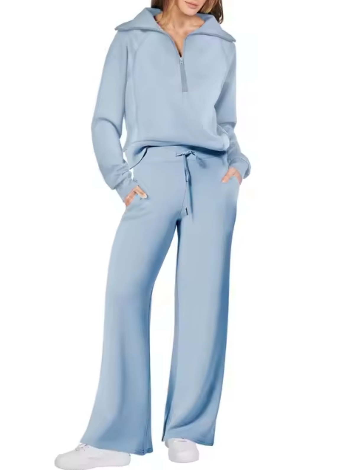 LEA - Conjunto de sudadera con cuello y pantalón para mujer