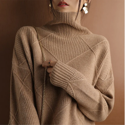 ISAURA - Suéter de punto con cuello alto y acogedor para mujeres